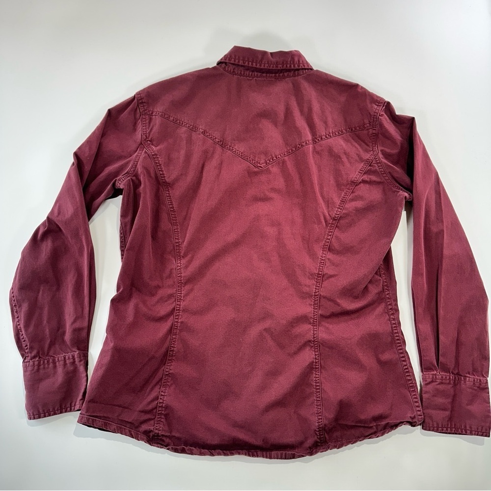 Carhartt western pearl snap shirt cotton workwear burgundy regular M - Picture 3 of 11
